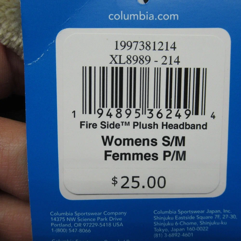 Columbia Fire Side Plush Headband Womens‎ S/M Gray Tan Fleece Ear Warmer